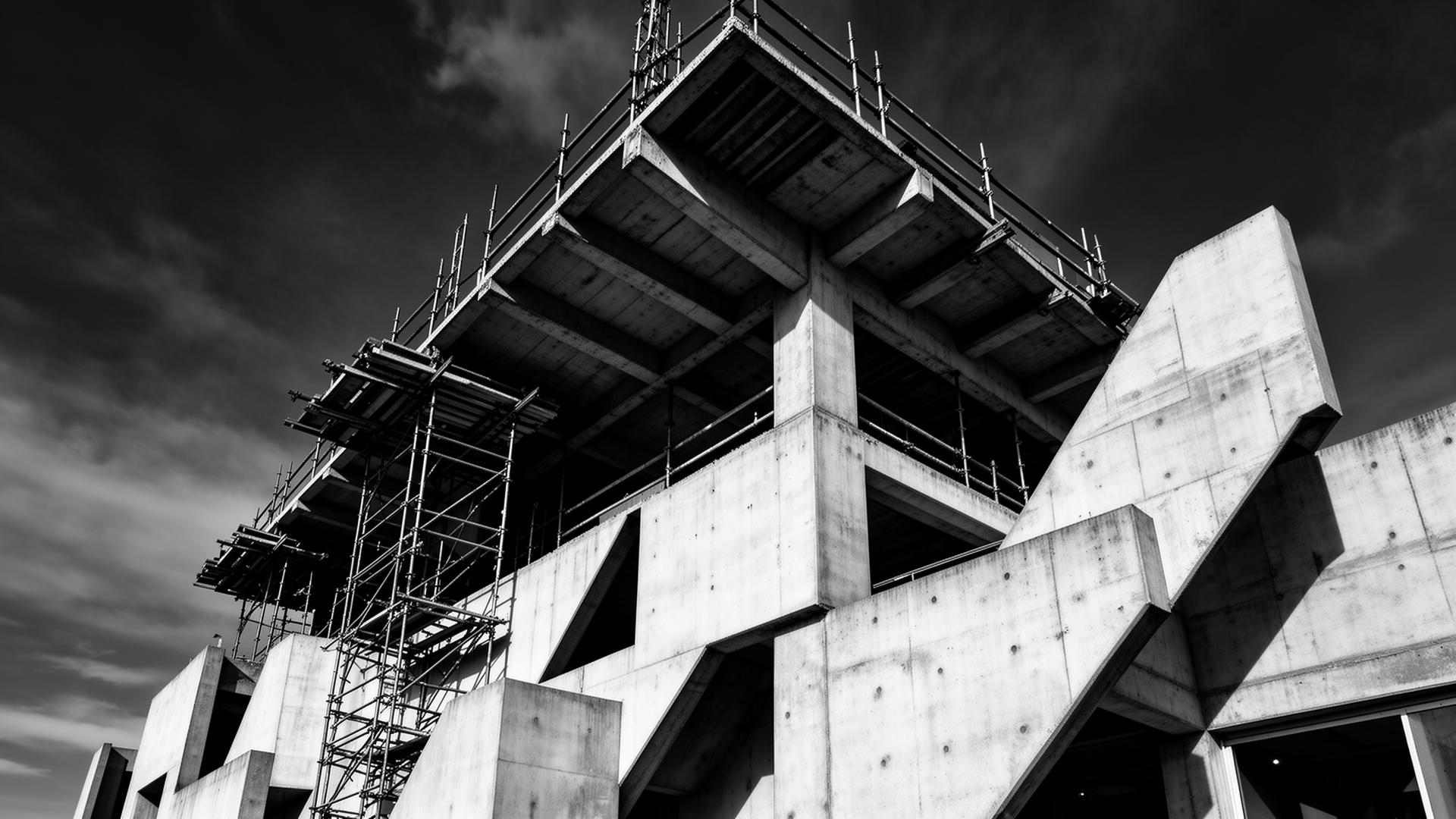 Modern concrete building under construction